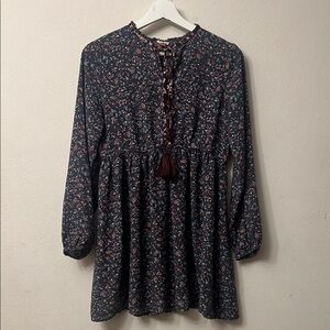 Hem & Thread Floral Mini Dress - Black and Pink 312 boho